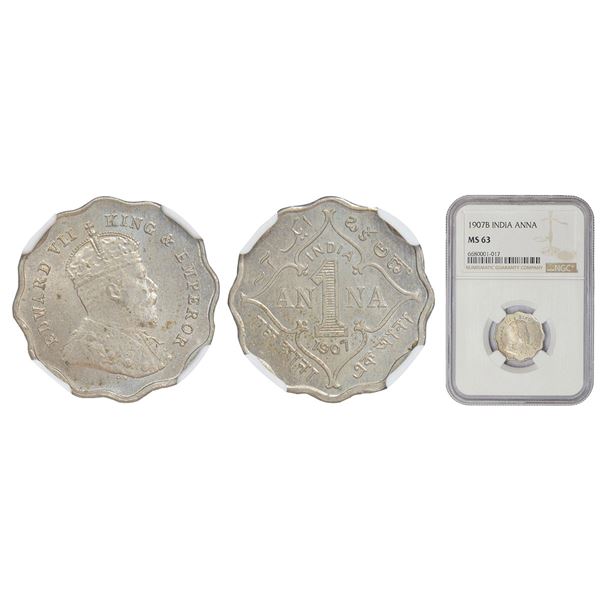 British India: Edward VII, cupro-nickel 1 anna, 1907, Bombay mint