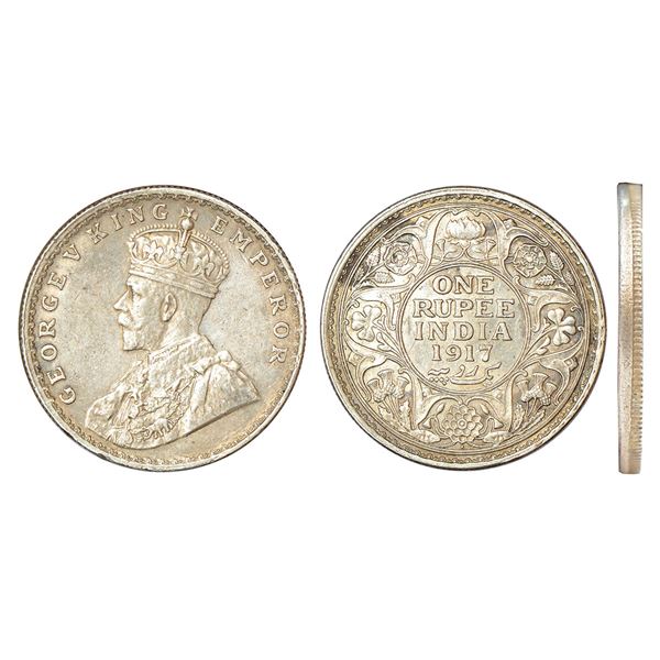 British India: George V, silver rupee, 1917, Bombay mint