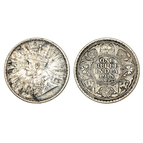 British India: George V, silver rupee, 1918, Bombay mint