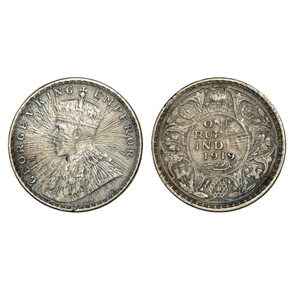 British India: George V, silver rupee, 1919, Calcutta mint