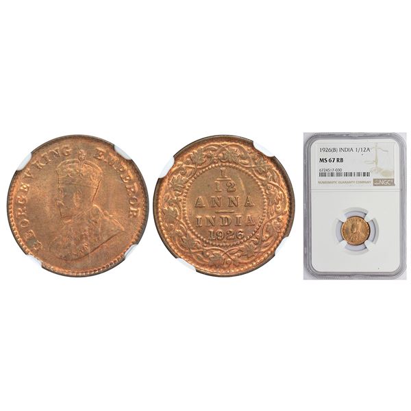 British India: George V, copper 1/12 anna, 1926, Bombay mint