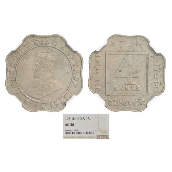 British India: George V, cupro-nickel 4 annas, 1921, Bombay mint