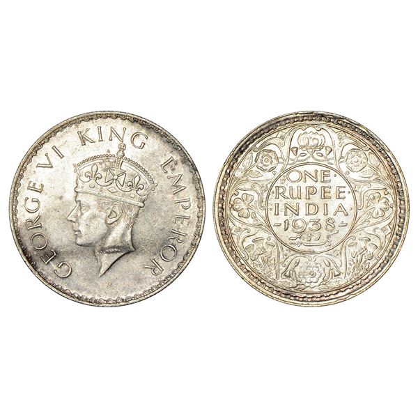 British India: George VI, silver rupee, 1938, Bombay mint