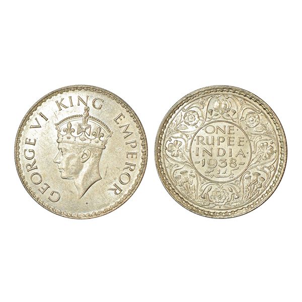 British India: George VI, silver rupee, 1938, Bombay mint
