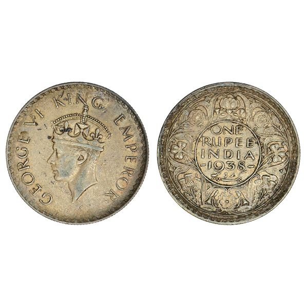 British India: George VI, silver rupee, 1938, Bombay mint