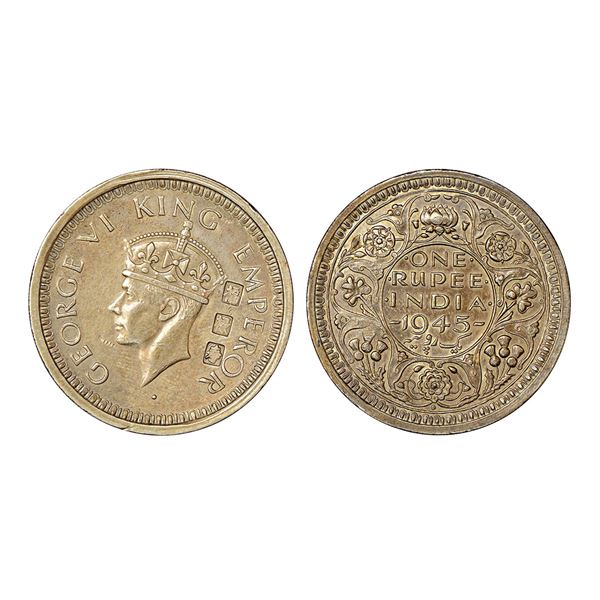 British India: George VI, half silver rupee, 1945, Bombay mint