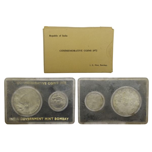 Republic of India: 1972, 25th Anniversary of Independence, UNC set of 2 coins