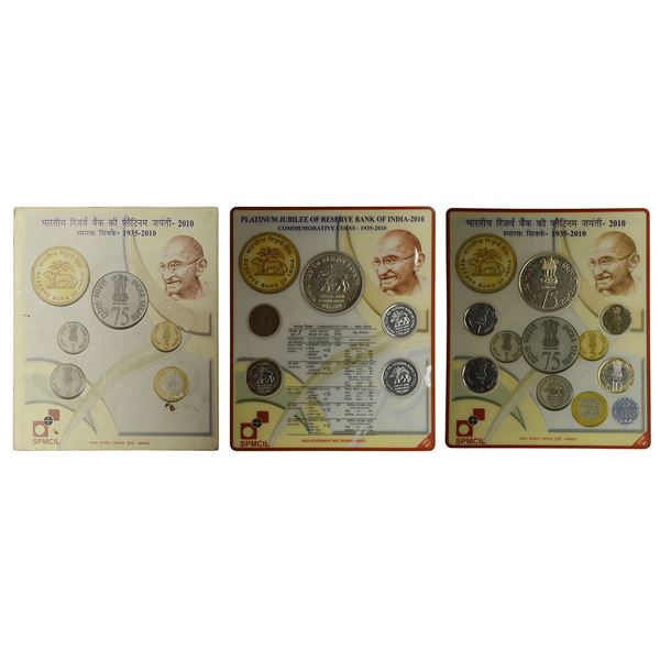 Republic of India: 2010, Platinum Jubilee of Reserve Bank of India, UNC set of 5 coins