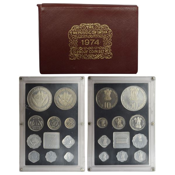 Republic of India: 1974, Planned Families - Food for All, Proof set of 10 coins