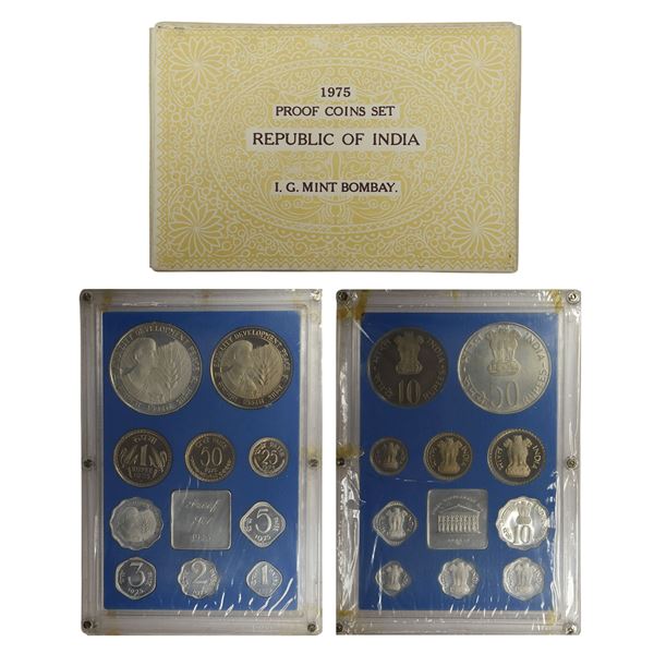 Republic of India: 1975, Equality Development Peace, Proof set of 10 coins