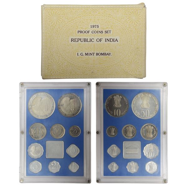 Republic of India: 1975, Equality Development Peace, Proof set of 10 coins