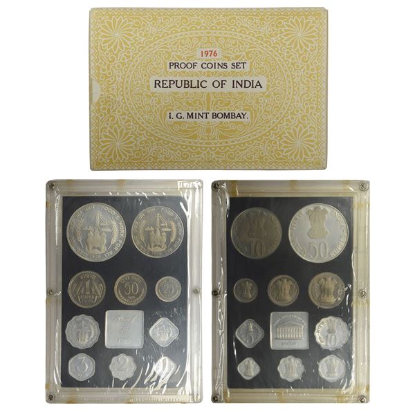 Republic of India: 1976, Food & Work for All, Proof set of 10 coins