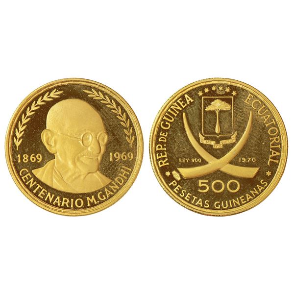 Foreign: Equatorial Guinea, gold 500 pesetas, 1970, Centennial birth issue