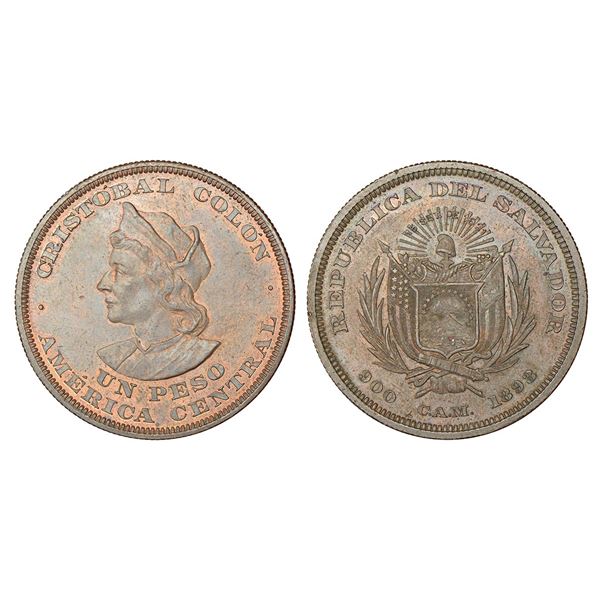 Foreign: El Salvador, copper pattern peso (off metal strike), 1893