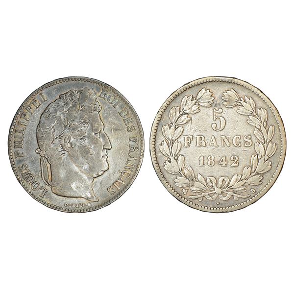 Foreign: France, Louis Philippe (1830-1848 AD), silver 5 francs, 1842