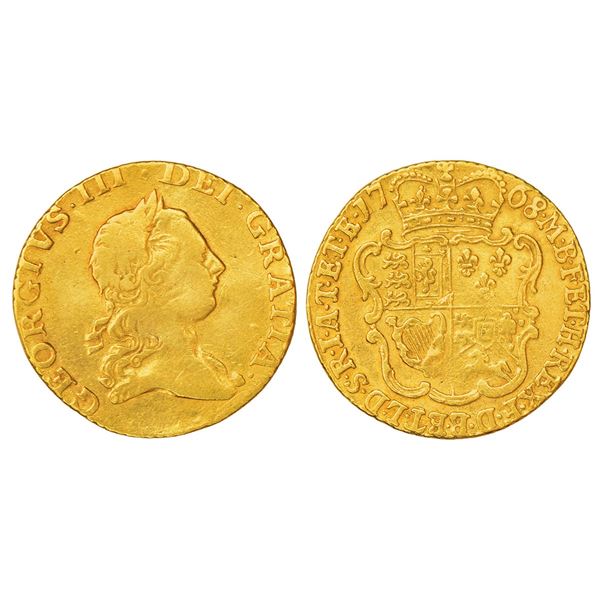 Foreign: Great Britain, George III, gold ½ guinea, 1768, KM 599, 4.10g.