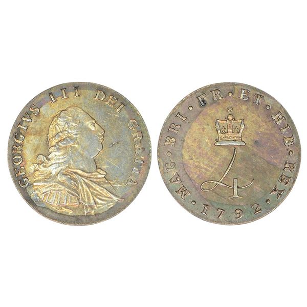 Foreign: Great Britain, George III, silver 4 pence (groat), 1792, KM 613, 1.92g.