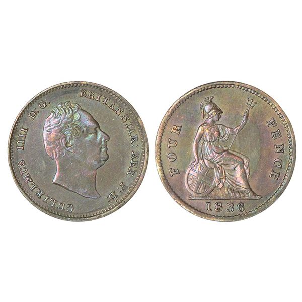 Foreign: Great Britain, William IV, silver 4 pence (groat), 1836, KM 723, 1.88g.