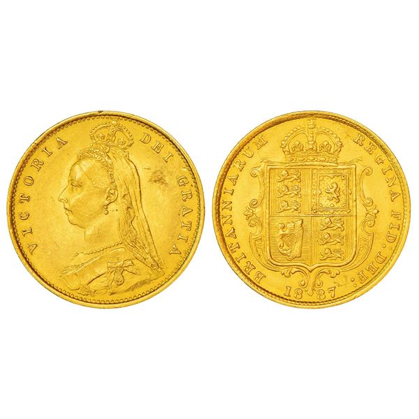 Foreign: Great Britain, Victoria, gold ½ sovereign, 1887, KM 766.