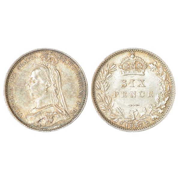 Foreign: Great Britain, Victoria, silver 6 pence, 1887, KM 760, 2.84g.