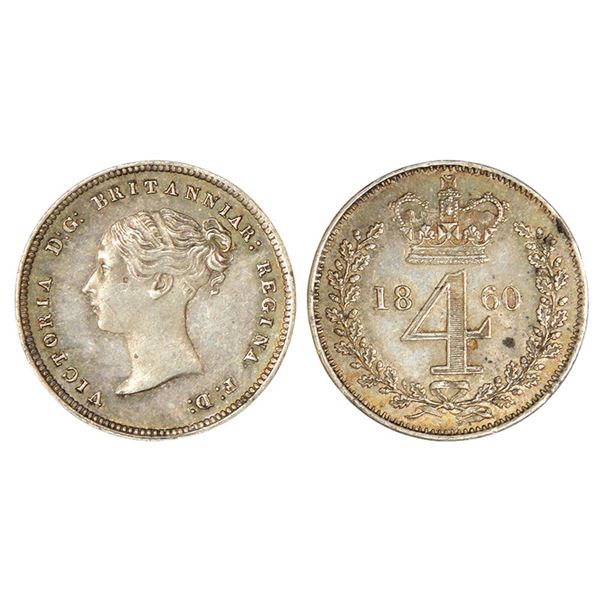 Foreign: Great Britain, Victoria, silver 4 pence (groat), 1860, KM 732, 1.89g.