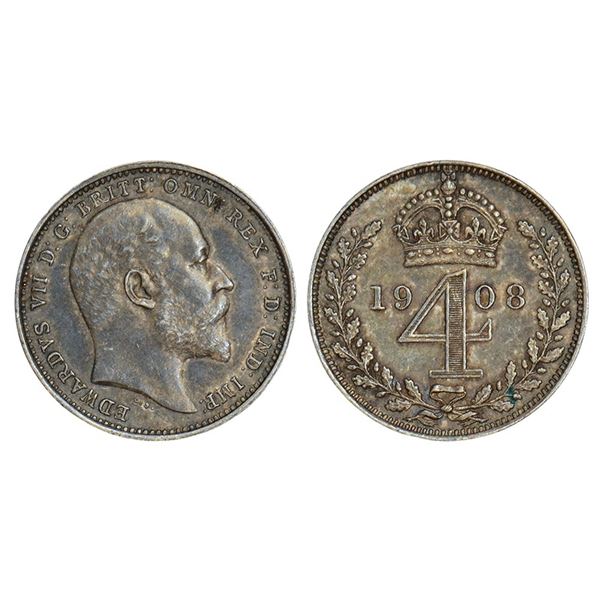 Foreign: Great Britain, Edward VII, silver 4 pence (groat), 1908, KM 798, 1.88g.