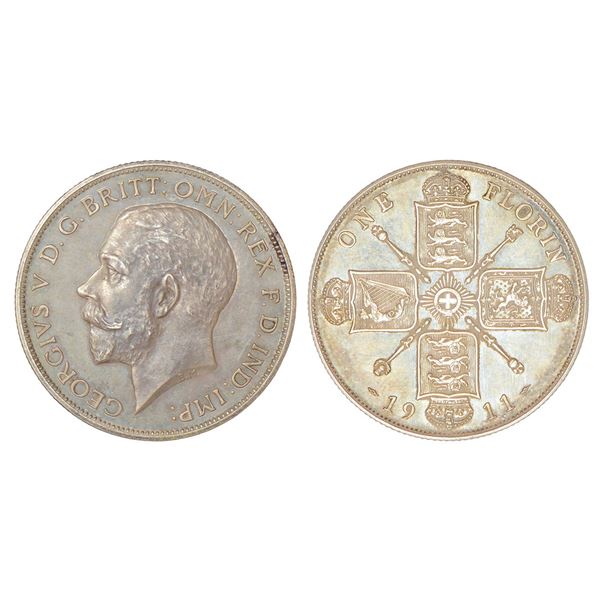 Foreign: Great Britain, George V, silver florin (2 shillings), 1911, KM 817, 11.26g.
