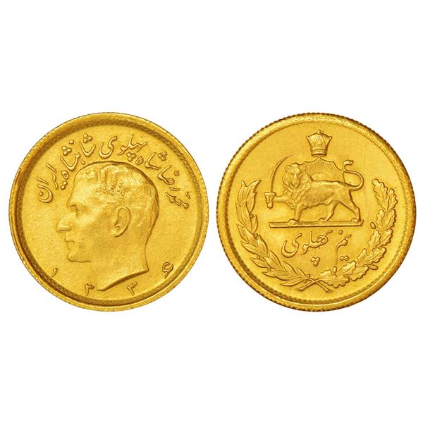 Foreign: Iran, Muhammad Reza Pahlavi Shah, gold ½ pahlavi, SH 1336