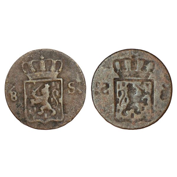 Foreign: Netherlands East Indies, copper ⅛ stuiver (½ duit), part brockage (lakhi)