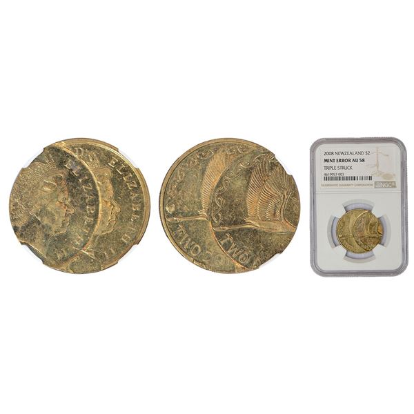 Foreign: New Zealand, Elizabeth II, error, aluminium bronze 2 dollars