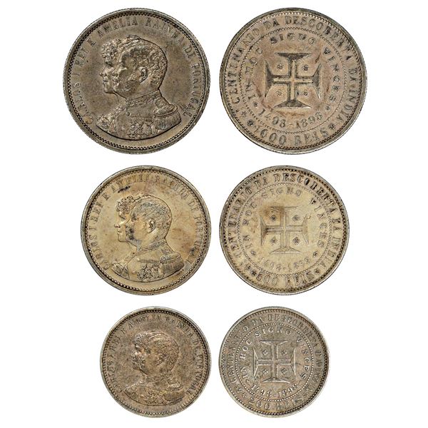 Foreign: Portugal, Carlos I (1889-1908 AD), set of 3 silver coins, 1898