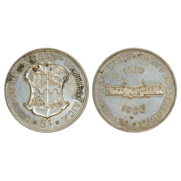 Foreign: South Africa, Elizabeth II, half silver 5 shillings, 1960, KM 55