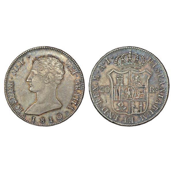 Foreign: Spain, Joseph Napolean, silver 20 reales, 1810, 'Crowned M' mint mark