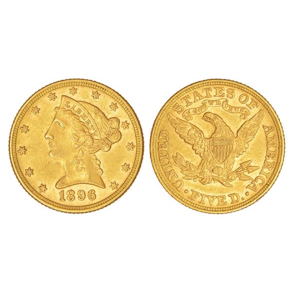 Foreign: United States of America, gold 5 dollars, 1896, KM 101, 8.35g.