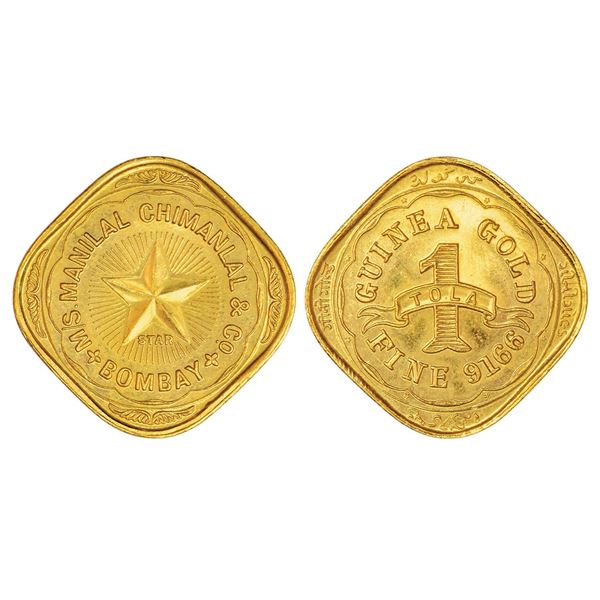 Medals: M/s. Manilal Chimanlal & Co. - Gold bar, 1 tola, 916 fine gold