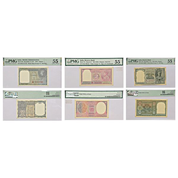 Paper Money: British India, George VI, set of 3 notes