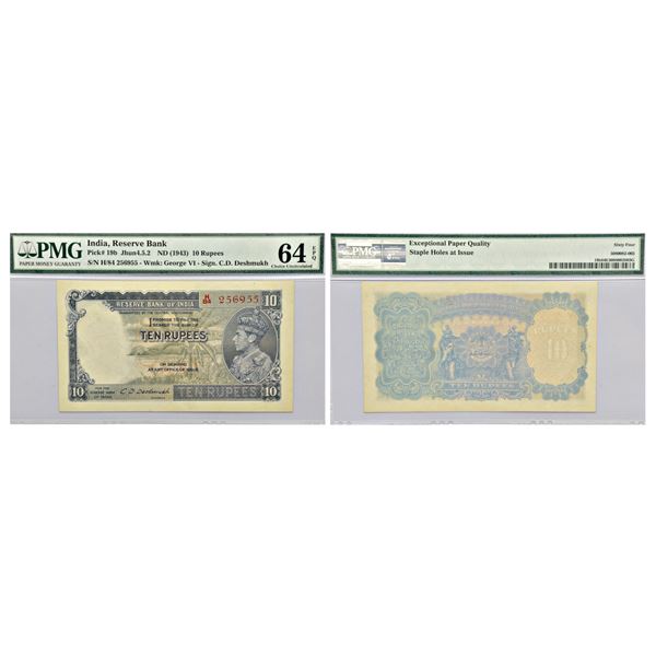 Paper Money: British India, George VI, 10 rupees, 1st issue, ND (1944)