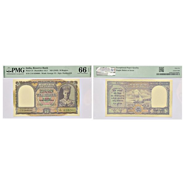 Paper Money: British India, George VI, 10 rupees, 2nd issue, ND (1944)