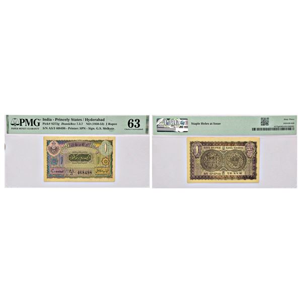Paper Money: Hyderabad, 1 rupee, ND (1950-53), signed by G.S. Melkote