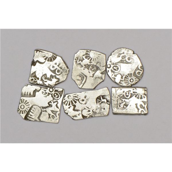 Large Lots: A group of 6 Magadhan silver punch-mark coins