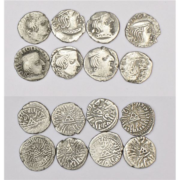 Large Lots: A group of 8 Western Kshatrapas silver drachms