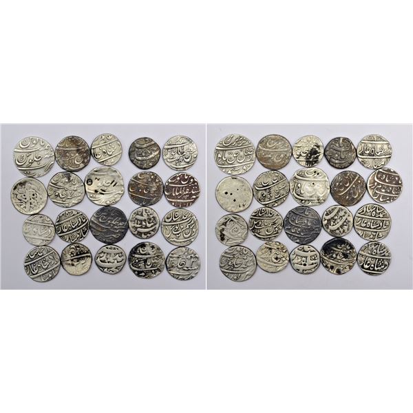 Large Lots: A group of 20 Mughal silver rupee