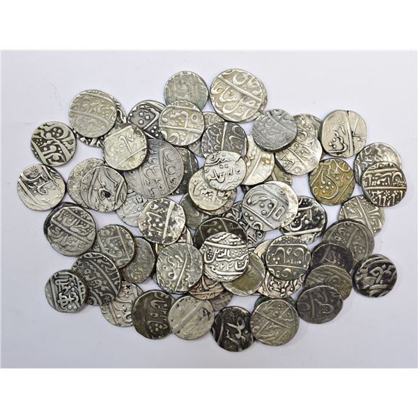 Large Lots: A group of 64 mostly Princely States silver rupee