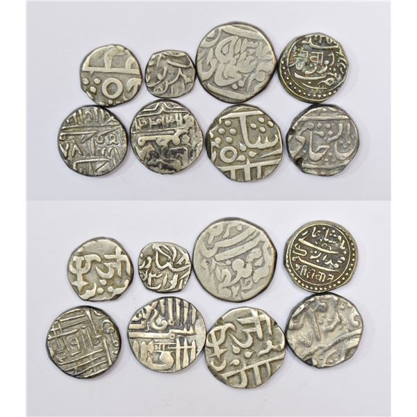 Large Lots: A group of 8 Princely States silver fraction coins