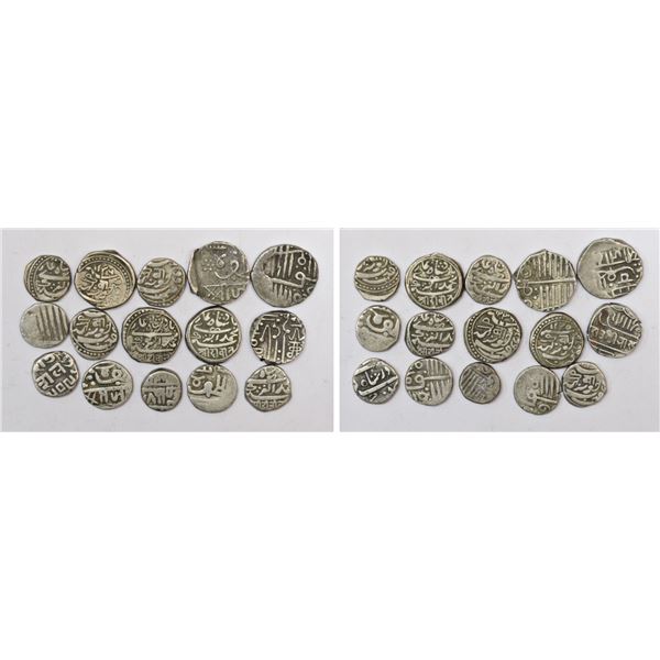 Large Lots: A group of 15 Princely States silver coins
