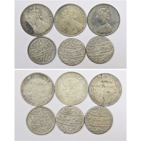 Large Lots: A group of 6 silver rupee