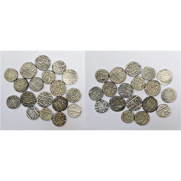 Large Lots: A group of 18 silver rupee