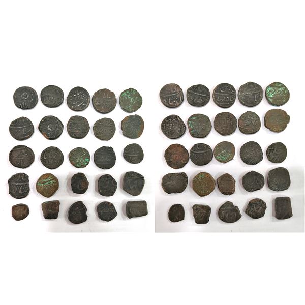 Large Lots: A group of 25 Bhavnagar copper coins
