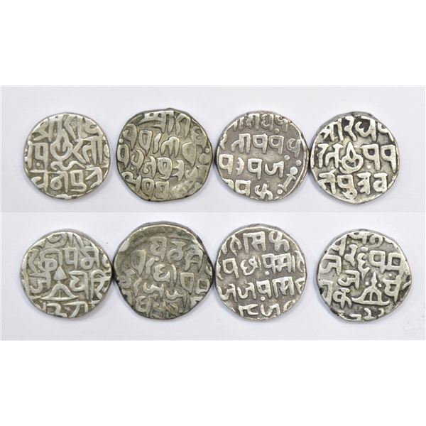 Large Lots: A group of 4 Gwalior silver rupee, Bajranggarh mint