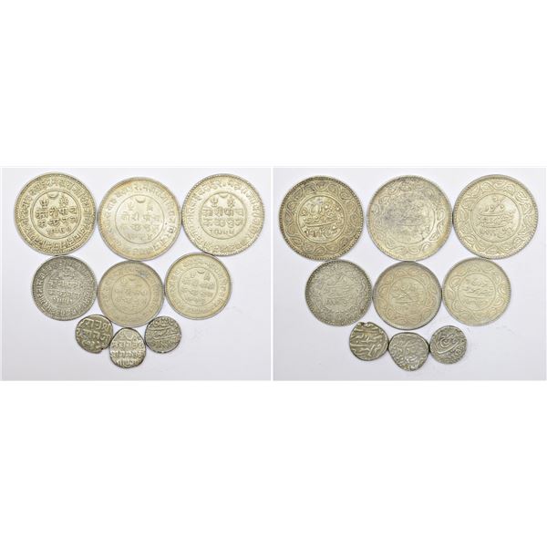Large Lots: A group of 9 Kutch state silver coins